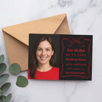 Black red hand-drawn bow photo birthday