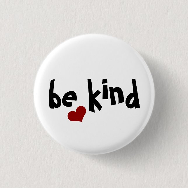 Black Red Heart Be Kind Typography 3 Cm Round Badge (Front)