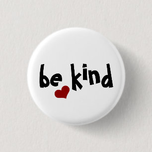 Black Red Heart Be Kind Typography 3 Cm Round Badge