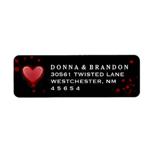 Black & Red Heart Halloween Wedding Address Label
