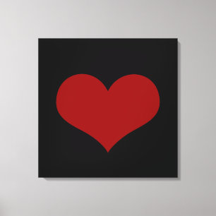 Black Red Heart Love Canvas Print