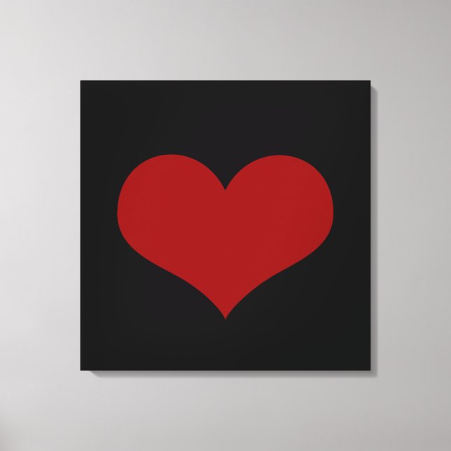 Black Red Heart Love Canvas Print (Front)