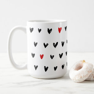 Black red hearts cute coffee mug