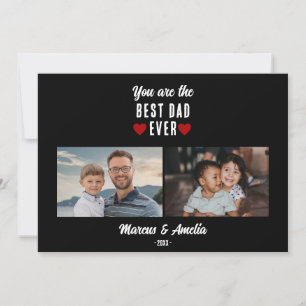 Black Red Hearts Happy Father's Day 2 Photos Holiday Card