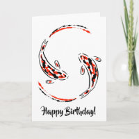Black & Red Japanese Koi Fish Artistic Birthday