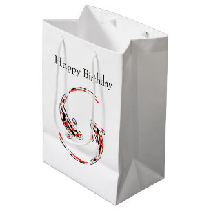 Black & Red Japanese Koi Fish Artistic Birthday Medium Gift Bag