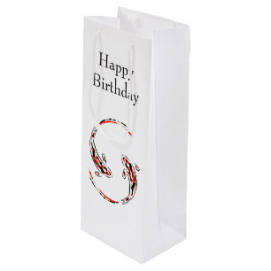 Black & Red Japanese Koi Fish Artistic Birthday Wine Gift Bag