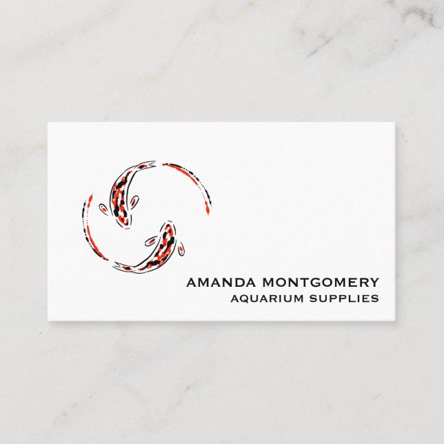 Black & Red Japanese Koi Fish Artistic Business Card (Front)