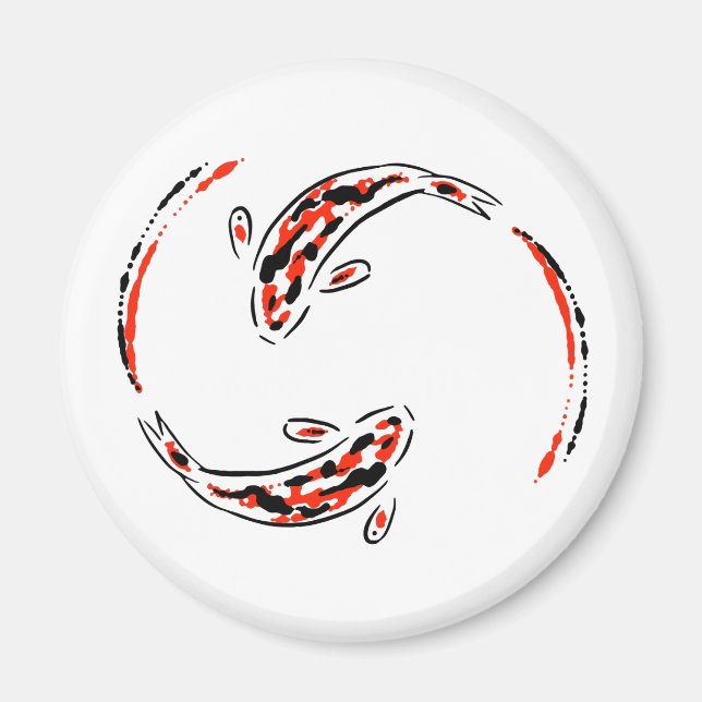 Black & Red Japanese Koi Fish Artistic Magnet (Front)
