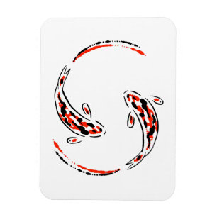 Black & Red Japanese Koi Fish Artistic Magnet