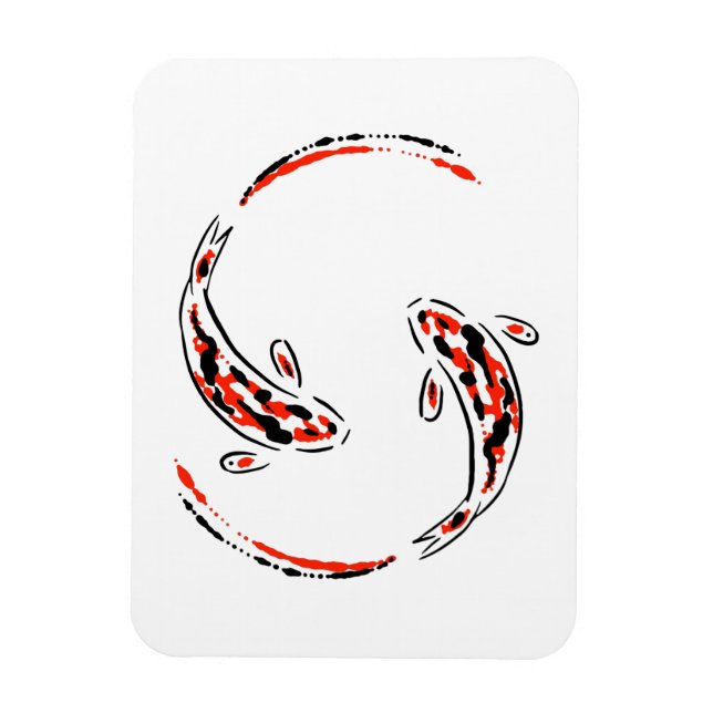 Black & Red Japanese Koi Fish Artistic Magnet (Vertical)