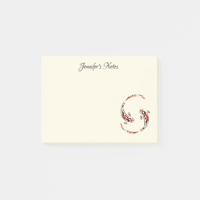 Black & Red Japanese Koi Fish Artistic Post-it Notes (Front)