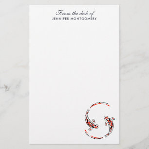 Black & Red Japanese Koi Fish Artistic Stationery