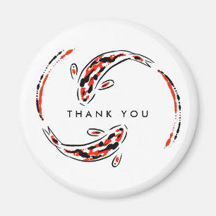 Black & Red Japanese Koi Fish Artistic Thank You Magnet
