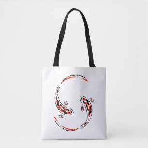 Black & Red Japanese Koi Fish Artistic Tote Bag
