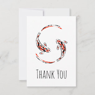 Black & Red Japanese Koi Fish Pair Thank You Card