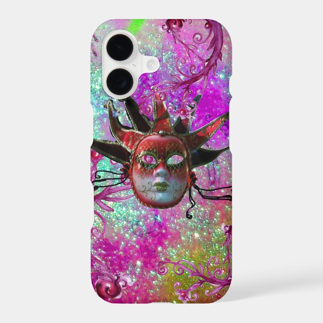 BLACK RED JESTER MASK Masquerade Party Purple Blue (Back)