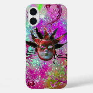 BLACK RED JESTER MASK Masquerade Party Purple Blue iPhone 16 Plus Case