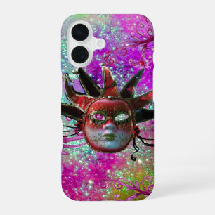 BLACK RED JESTER MASK Masquerade Party Purple Blue iPhone 16 Case