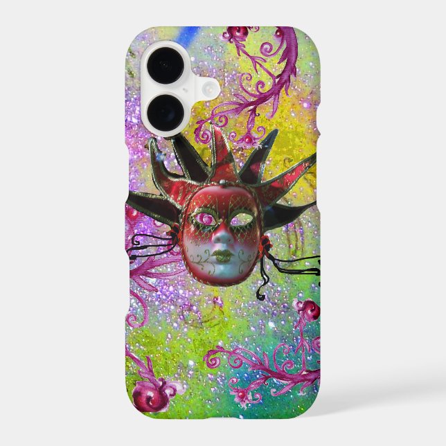 BLACK RED JESTER MASK Masquerade Purple Green (Back)