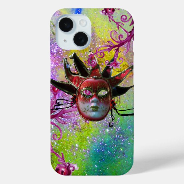 BLACK RED JESTER MASK Masquerade Purple Green Case-Mate iPhone Case (Back)
