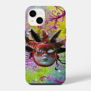 BLACK RED JESTER MASK Masquerade Purple Green iPhone 14 Case
