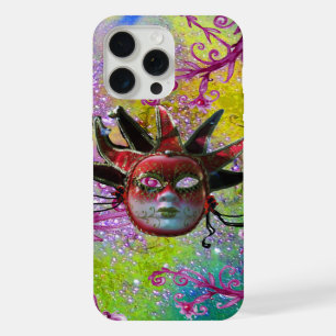 BLACK RED JESTER MASK Masquerade Purple Green iPhone 15 Pro Max Case