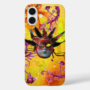 BLACK RED JESTER MASK Masquerade Yellow  Purple iPhone 16 Plus Case