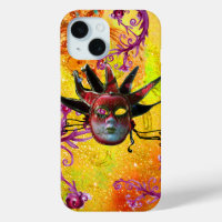 BLACK RED JESTER MASK Masquerade Yellow Purple