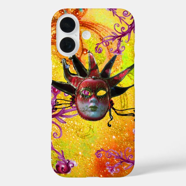 BLACK RED JESTER MASK Masquerade Yellow  Purple Case-Mate iPhone Case (Back)