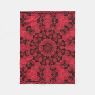 Black red kaleidoscope fleece blanket