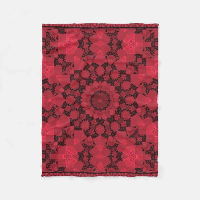 Black red kaleidoscope fleece blanket (Front)