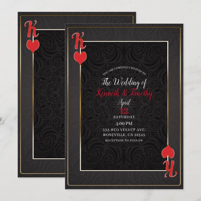 Black & Red King of Hearts Card Elegant Wedding (Front/Back)