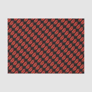 Black Red Kiss Lips Lipstick Valentine's Tissue Paper