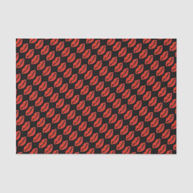 Black Red Kiss Lips Lipstick Valentine's Tissue Tissue Paper (Front)