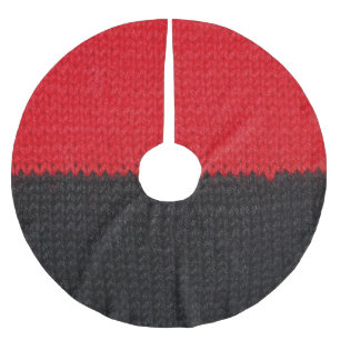 Black-red knit: striped closeup. brushed polyester tree skirt