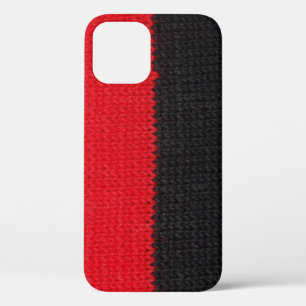 Black-red knit: striped closeup. iPhone 12 case