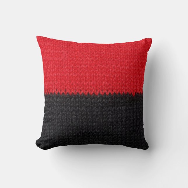 Black-red knit: striped closeup. cushion (Front)