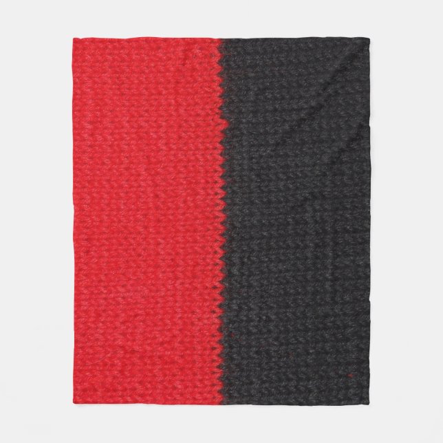 Black-red knit: striped closeup. fleece blanket (Front)