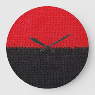 Black-red knit: striped closeup. large clock
