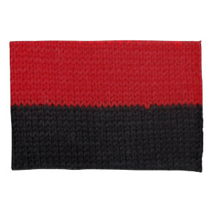 Black-red knit: striped closeup. pillowcase