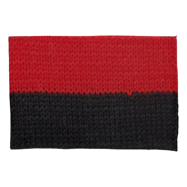 Black-red knit: striped closeup. pillowcase (Front)