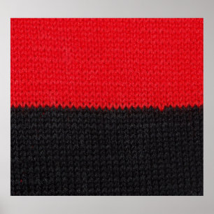 Black-red knit: striped closeup. poster