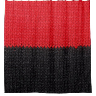Black-red knit: striped closeup. shower curtain
