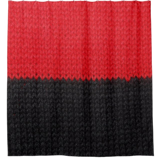 Black-red knit: striped closeup. shower curtain (Front)