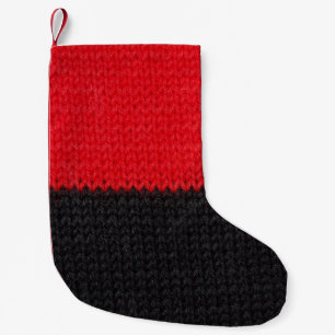 Black-red knit: striped closeup. small christmas stocking