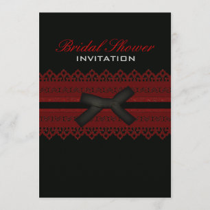 Black Red Lace Gothic bridal shower invitation