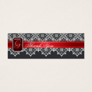 Black & Red Lace Jewelled Wedding Favour Tag