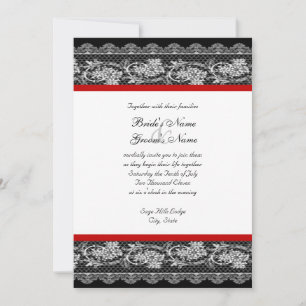 Black Red Lace Wedding Invitation