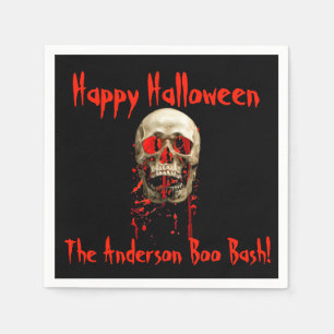 Black & Red Laughing Skull Halloween Party Napkin